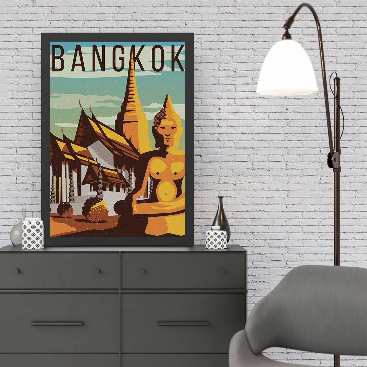 Tablou decorativ, Bangkok (55 x 75), Polistiren, Multicolor - imagine 3